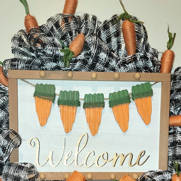 Spring Welcome Wreath Wood Jute Burlap Farmhouse Western Country - Picture 2 of 4